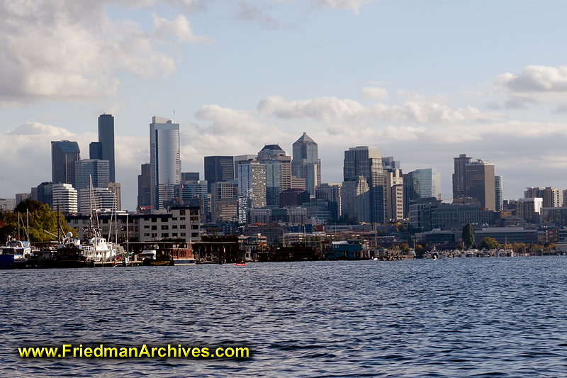 City,skyline,water,skyscrapers,